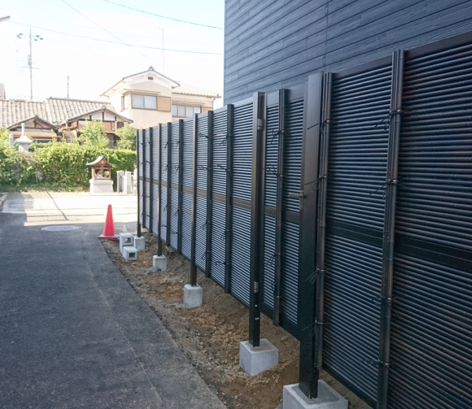 竹垣調フェンス新設工事